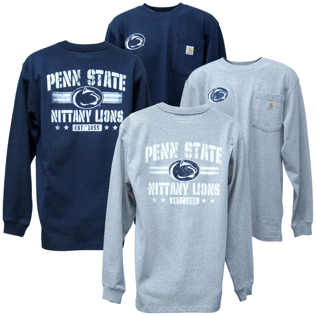 navy and heather gray long sleeve t-shirts Carhartt Penn State Nittany Lions